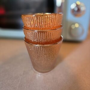 Vintage Small Jeannette Glasses in Marigold Orange / Carnival Glass